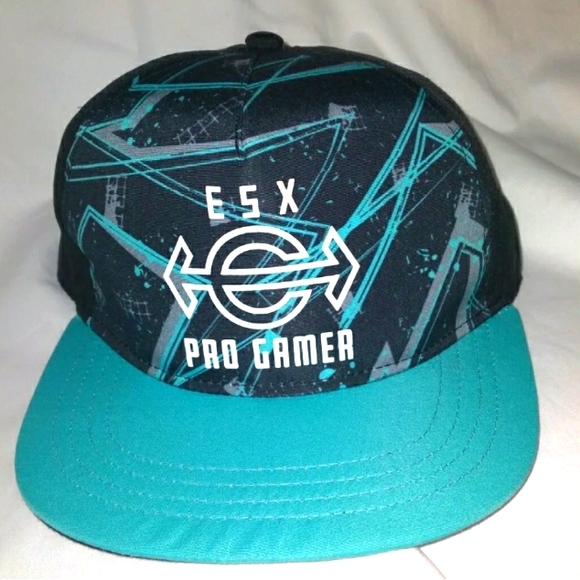 ESX Youth Adjustable Blue Teal Pro Gamer Snap Back Baseball Cap Hat - Picture 1 of 8